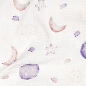 GOTS Muślin / Tkanina double crinkle nocne niebo nadruk cyfrowy | Poppy Fabrics – kość, 