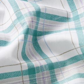 Tkanina bawełniana w szkocką kratę – biel/turkus | Resztka 50cm, 