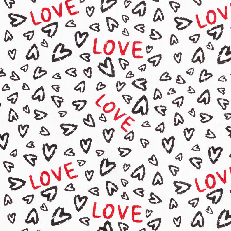 Tkanina bawełniana Kreton Love – biel/czerń, image number 1