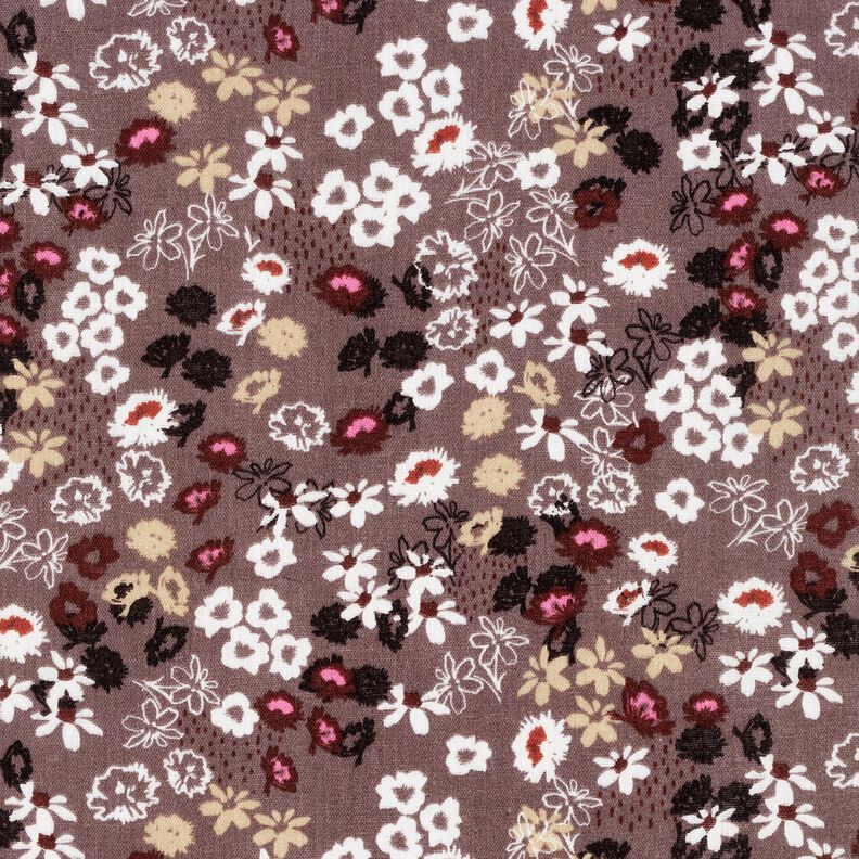 Muślin kwiecista łąka marzeń na gładkim tle – czekolada,  image number 1