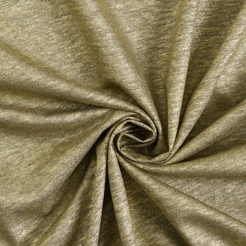 Lniany dżersej, połyskujący melanżu – khaki/złoty metaliczny,  image number 4