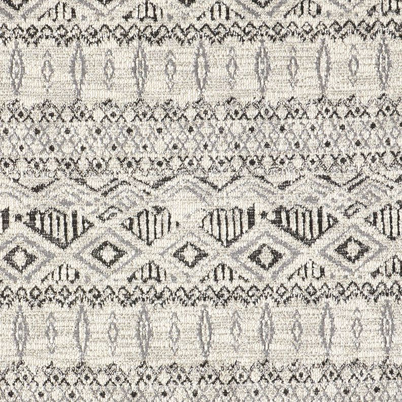 Dzianina bouclé we wzór ikat – szary/biel,  image number 1