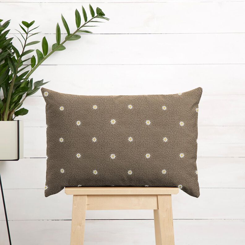 Puszysty plusz haftowane kwiatuszki | Poppy Fabrics – ciemny szarobrązowy,  image number 6