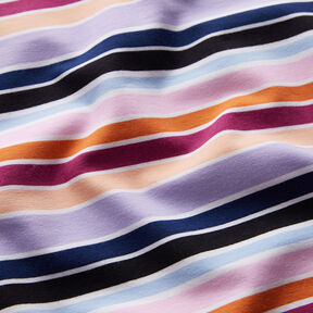 Dżersej bawełniany kolorowe prążki | by Poppy winogronowy/brzoskwinia, 