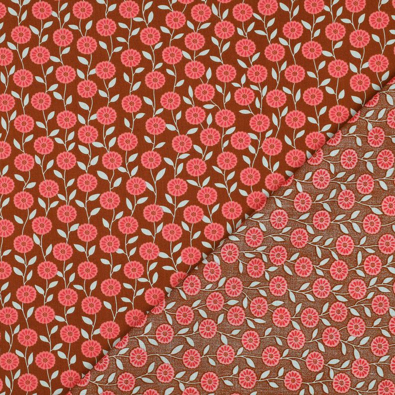 Popelina bawełniana letnie kwiatki | Poppy Fabrics – homar/brąz,  image number 4
