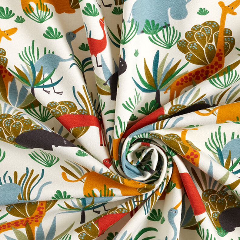 Dżersej bawełniany ciekawskie zwierzęta z dżungli – naturalny,  image number 3