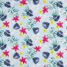 Tkanina bawełniana w tropikalne kwiaty – jasnoniebieski,  thumbnail number 1