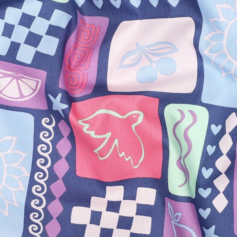 Popelina bawełniana patchwork | Poppy Fabrics – dżins/pink,  image number 2