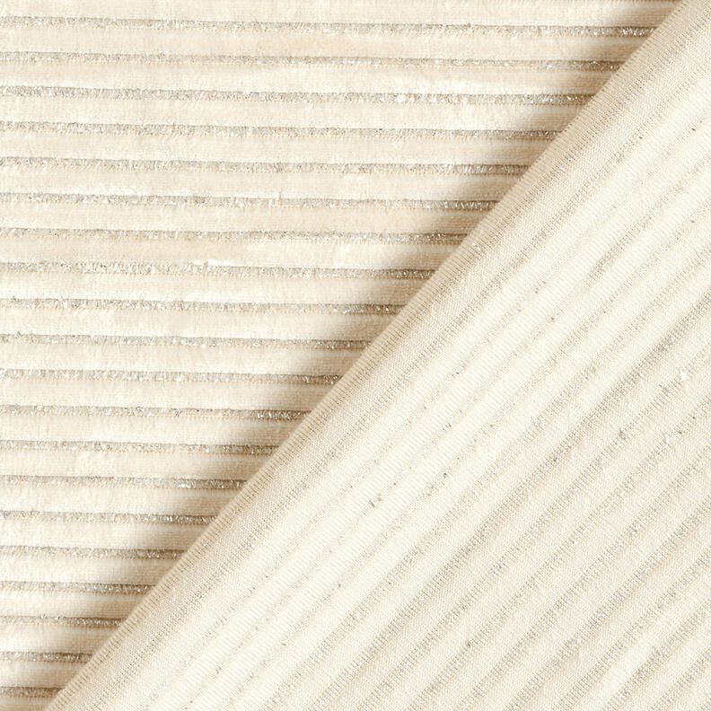 Welur w błyszczące paski – jasnobeżowy/srebrny metaliczny, image number 4