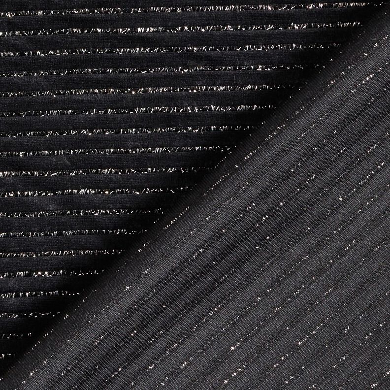 Welur w błyszczące paski – czerń/srebrny metaliczny, image number 4