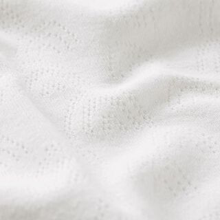 Dżersej o drobnym splocie z ażurowym wzorem tęcza – mleczna biel, 