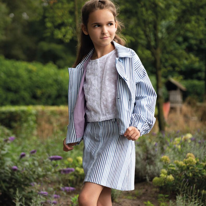 denim Mieszanka bawełny paski | Poppy Fabrics – dżins/mleczna biel,  image number 5