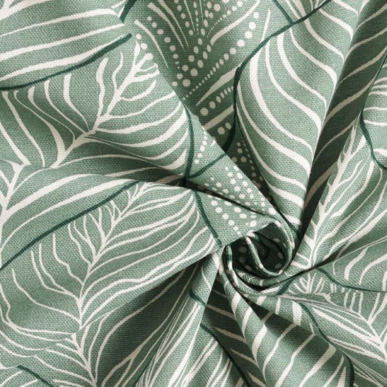 Tkanina dekoracyjna half panama, prosty wzór w liście – zieleń trzcinowa,  image number 5