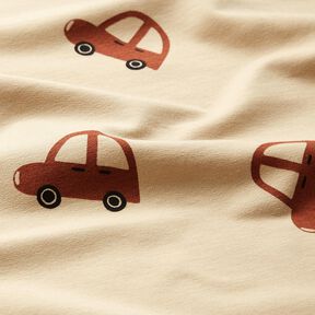 Dzianina dresowa p?telkowa French Terry du?e samochody retro &ndash; krem, 