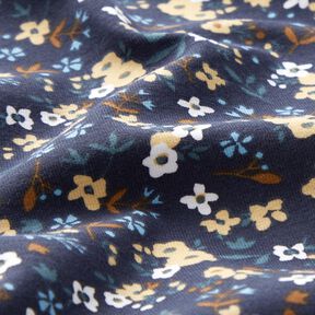 Dżersej bawełniany Mille-fleurs – ciemnogranatowy, 