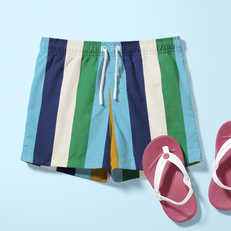 Popelina bawełniana Paski – błękit/zieleń, image number 5