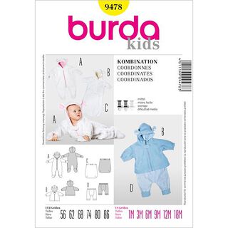 Komplet dla niemowląt, Burda 9478, 