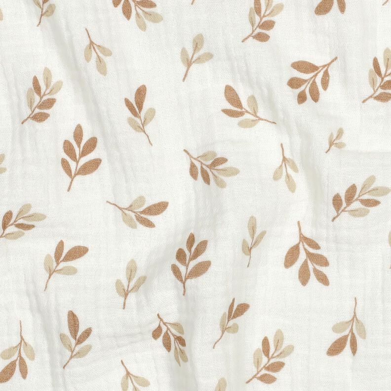 Muślin / Tkanina double crinkle gałązki | Poppy Fabrics – kość słoniowa/mokka,  image number 2