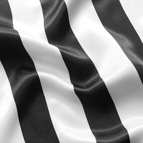 Satyna poliestrowa – szerokie podłużne pasy – czerń/biel, 