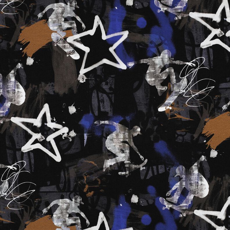 Dzianina dresowa pętelkowa French Terry skate'owe graffiti nadruk cyfrowy | Poppy Fabrics –,  image number 1