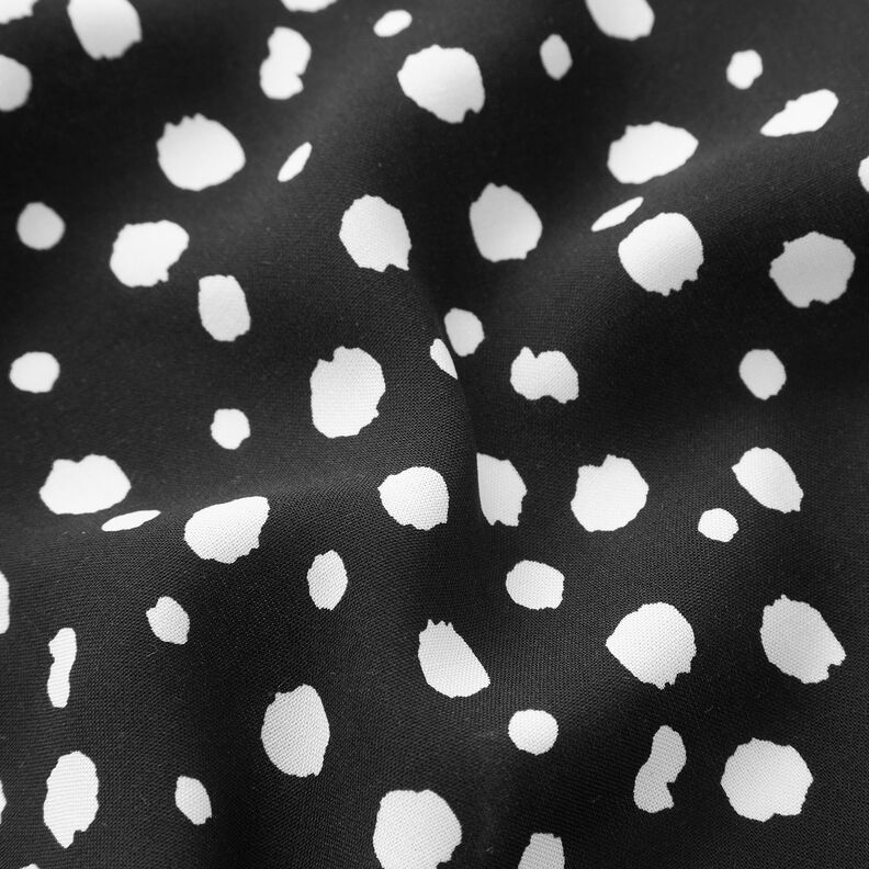 Tkanina wiskozowa w nieregularne kropki – czerń/biel,  image number 2