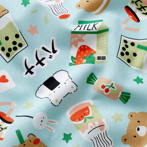 Popelina bawełniana Manga Snacks – eukaliptusowy, 