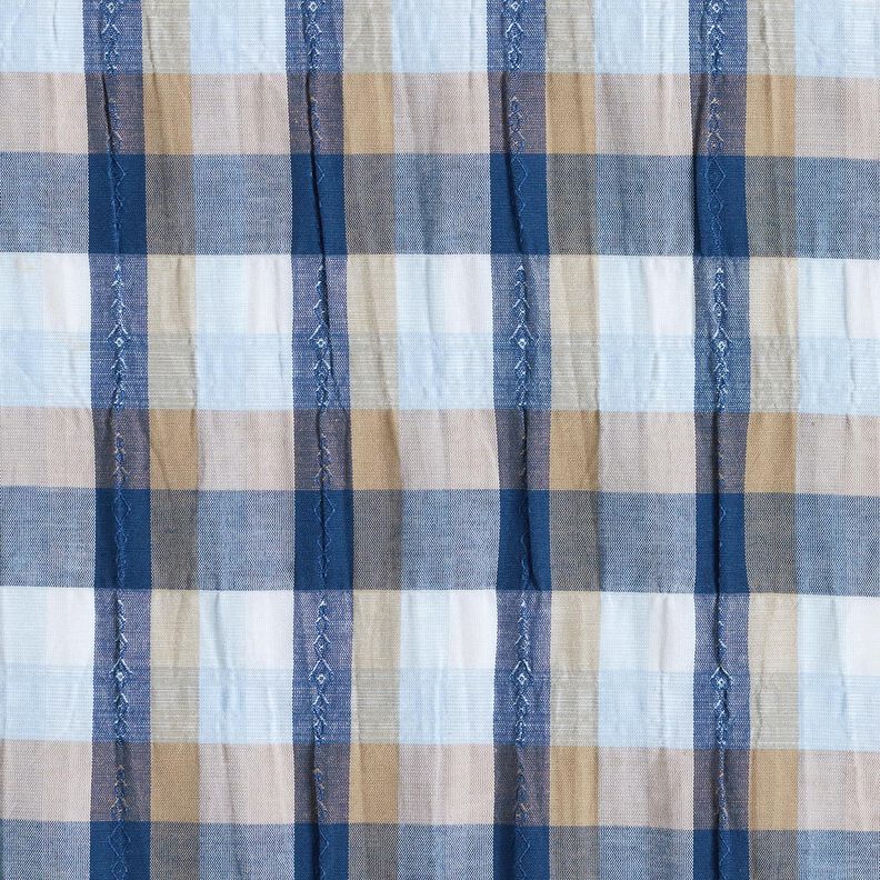 Mieszanka bawełny kreszowana w kolorowe kratki – błękit,  image number 1