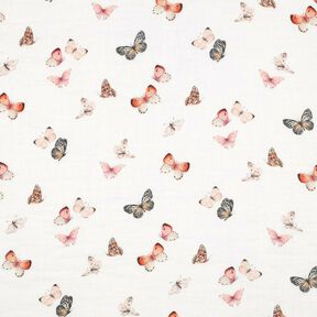 Muślin / Tkanina double crinkle śliczne motyle nadruk cyfrowy | Poppy Fabrics – kość, 