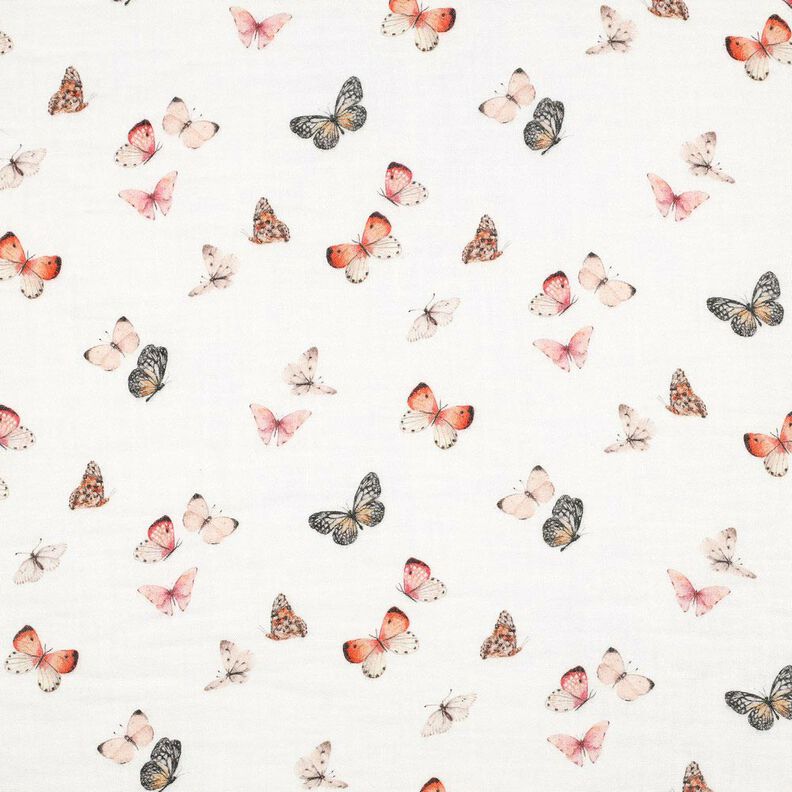Muślin / Tkanina double crinkle śliczne motyle nadruk cyfrowy | Poppy Fabrics – kość,  image number 1