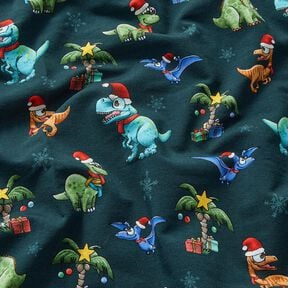Dzianina dresowa pętelkowa French Terry świąteczne dinozaury pod palmami | Glitzerpüppi –, 