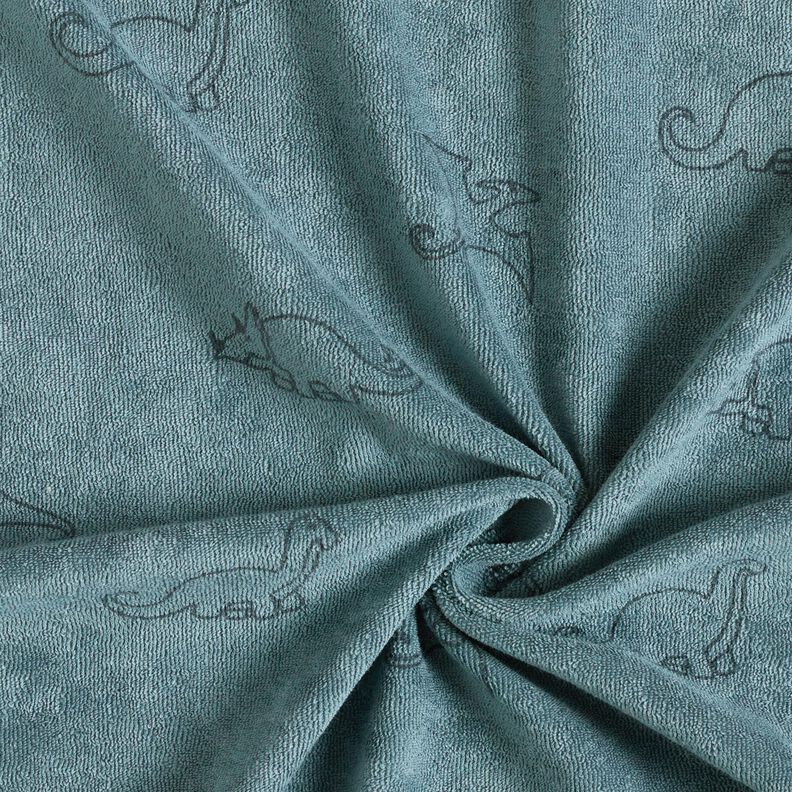 Dzianina frotte dinozaury – błękit golębi,  image number 3