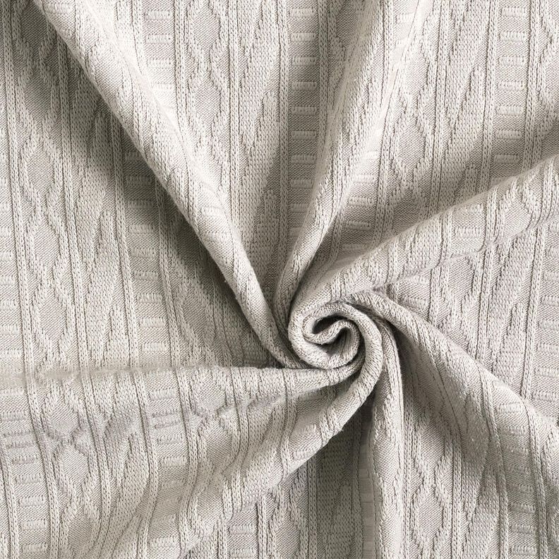 Dżersej żakardowy Mieszanka bawełny w zdobione paski – jedwabnie szary,  image number 3