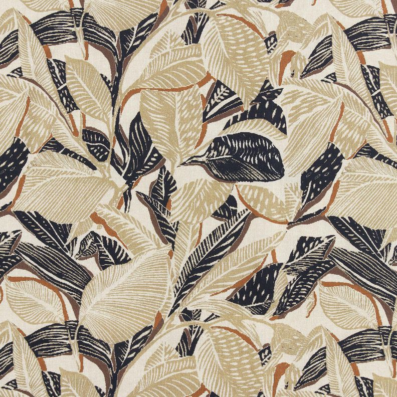 Tkanin dekoracyjna Half panama splecione liście – naturalny/jasny khaki, image number 1