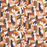 Tkanin dekoracyjna Half panama abstrakcyjne kwiaty retro – biel/miedź,  thumbnail number 1