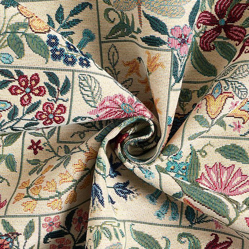Tkanin dekoracyjna Gobelin kwiatowe kafelki – jasnobeżowy,  image number 3
