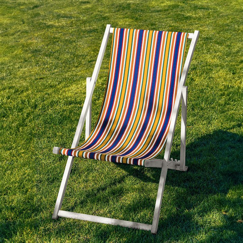 Outdoor Tkanina na leżaki Podłużne paski 44 cm – karmelka/błękit,  image number 4