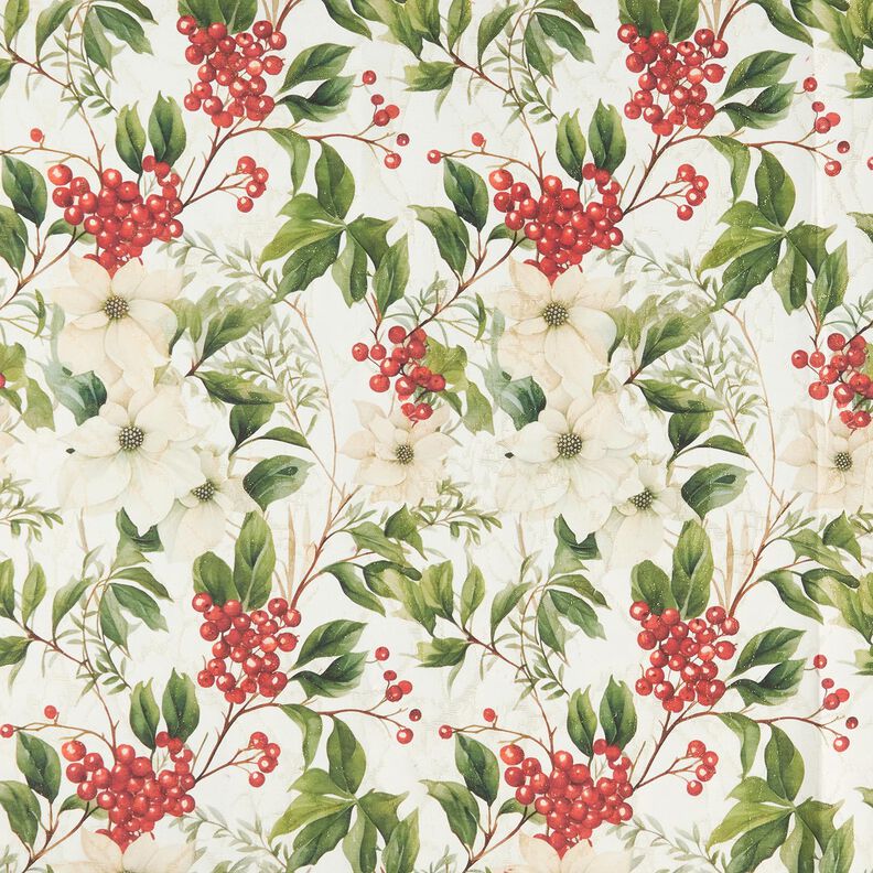 Tkanin dekoracyjna Żakard Lureks ostrokrzew – naturalny/złoto,  image number 1