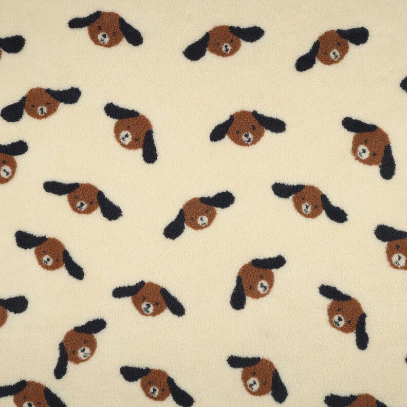 Puszysty plusz psie głowy | Poppy Fabrics – jasnobeżowy/czarny brąz, image number 1
