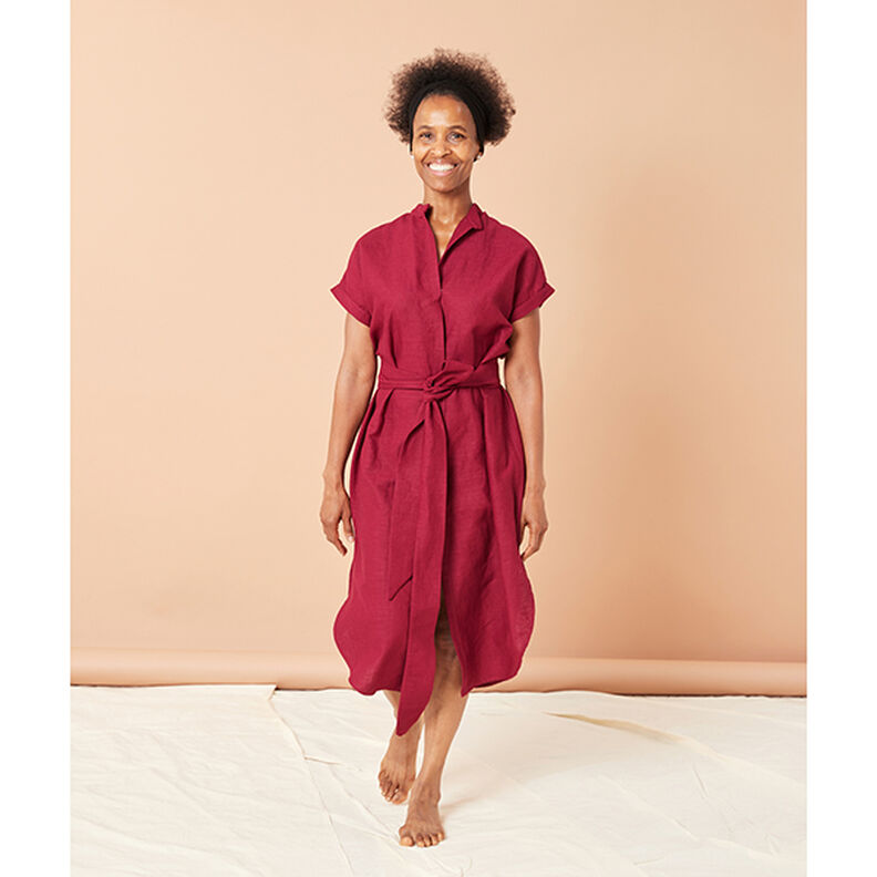 Tkanina lniana mieszanka ramii, średnia – migdałowy,  image number 7