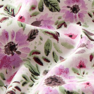 Popelina bawełniana w morze kwiatów – pastelowy fiolet/biel, 