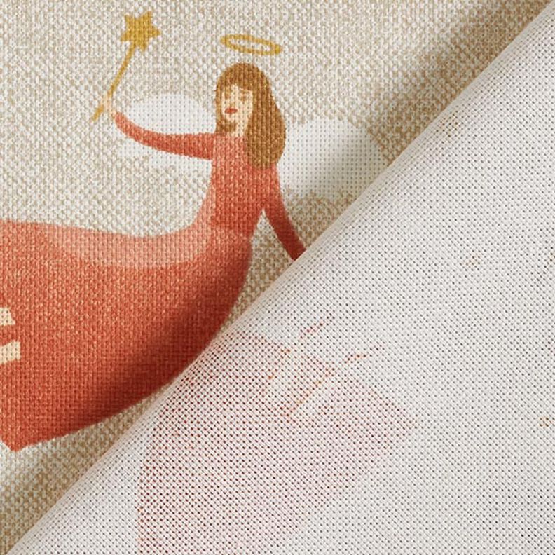 Tkanin dekoracyjna Half panama mały aniołek – naturalny/koral,  image number 4