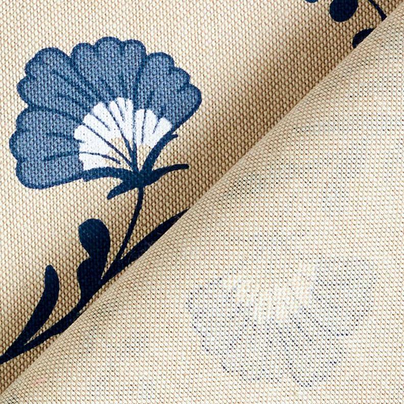 Tkanin dekoracyjna Half panama kwiatuszki – naturalny/niebieski oceaniczny,  image number 4