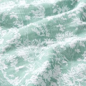 Muślin / Tkanina double crinkle Wz&oacute;r kwiatowy &ndash; eukaliptusowy/biel, 