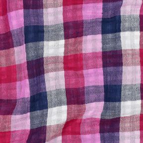 Muślin / Tkanina double crinkle kratka Materiał dwustronny | Poppy Fabrics – lilia/granat, 