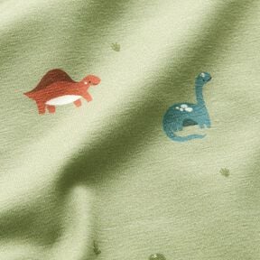 Dżersej bawełniany wesołe dinozaury – greige, 