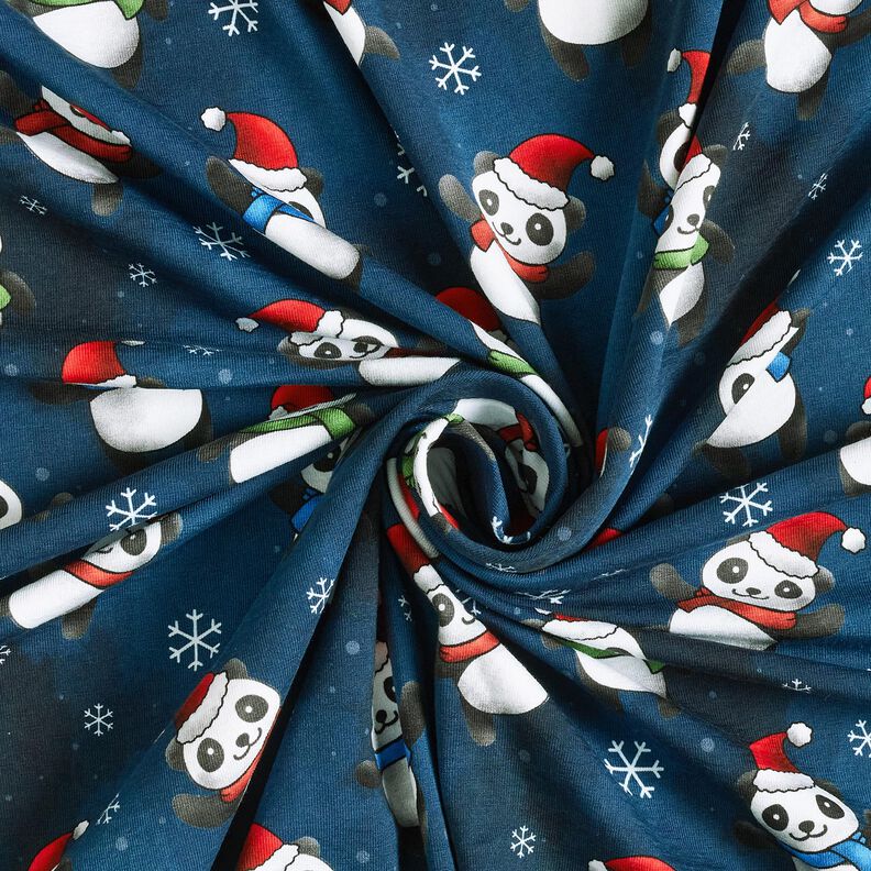 Dżersej bawełniany panda w świątecznym nastroju | Glitzerpüppi – ciemnogranatowy/chili,  image number 3