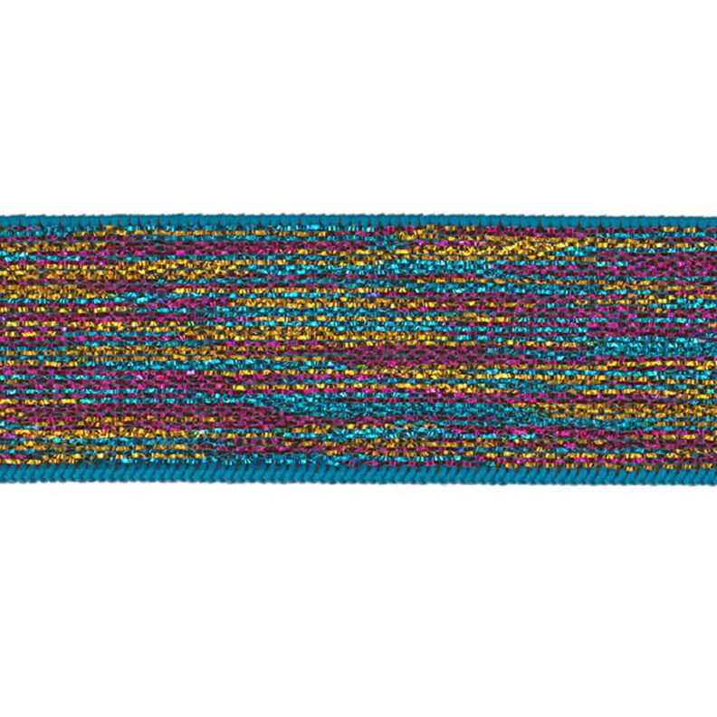 Taśma elastyczna [ Szerokość: 25 mm ] – błękit turkusowy/pink,  image number 1