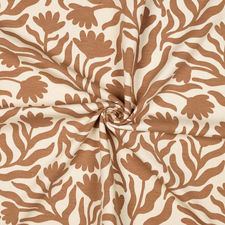 Dzianina dresowa drapana niebielona kwiaty | Poppy Fabrics – krem/brąz sarni,  image number 3