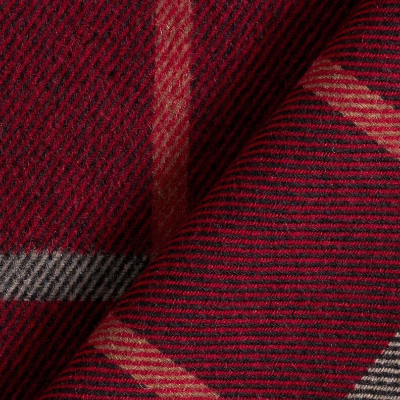 Materiał na płaszcze Duża krata – bordo/czerń,  image number 4