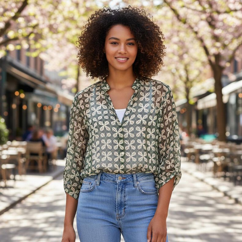 Szyfon w koła i romby &ndash; czerń/mleczna biel,  image number 6